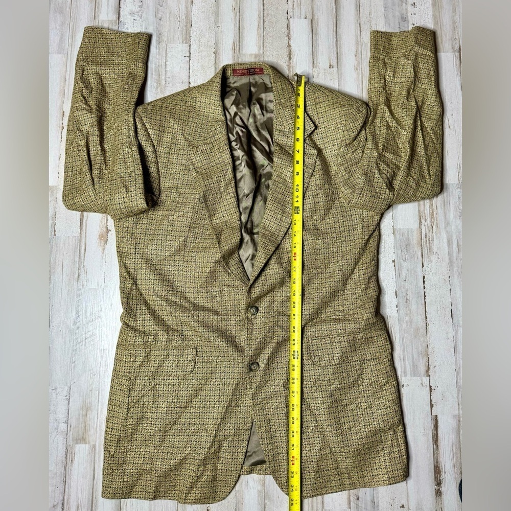 Vintage Nordstrom Men's Silk Wool Light Brown Tweed Blazer 43L - Picture 5 of 11